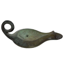 Load image into Gallery viewer, Bronze Oil Lamp with Leaf Design - Ancient Greek Art - Lost Wax Method