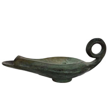Load image into Gallery viewer, Bronze Oil Lamp with Leaf Design - Ancient Greek Art - Lost Wax Method