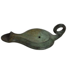 Load image into Gallery viewer, Bronze Oil Lamp with Leaf Design - Ancient Greek Art - Lost Wax Method
