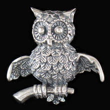 Load image into Gallery viewer, Owl Of Wisdom Silver Brooch Pin - Goddess Athena Symbol - Ancient Greece