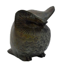 Load image into Gallery viewer, Bronze chunky owl small statue sculpture - Goddess Athena symbol of wisdom