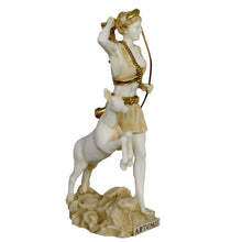 Load image into Gallery viewer, Artemis Goddess of Hunt Alabaster aged Statue - Diana Mistress of Animals