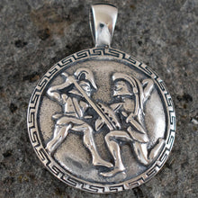 Load image into Gallery viewer, Spartans Warriors Fighting - Meander Design - Silver Pendant