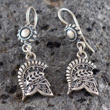 Load image into Gallery viewer, Corinthian Helmet Silver Earrings - Greek Spartan Warriors - Persian Wars