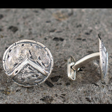 Load image into Gallery viewer, Spartan Shield Silver Cuff link - King Leonidas - Ultimate Warriors - Thermopylae