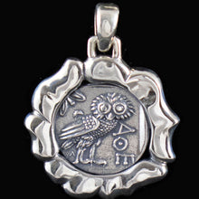 Load image into Gallery viewer, Goddess Athena & Owl of Wisdom Silver Pendant - Athens Tetradrachm