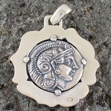 Load image into Gallery viewer, Goddess Athena & Owl of Wisdom Silver Pendant - Athens Tetradrachm