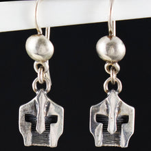 Load image into Gallery viewer, Spartans Helmet Silver Earrings - King Leonidas - Greek Warriors - Thermopylae