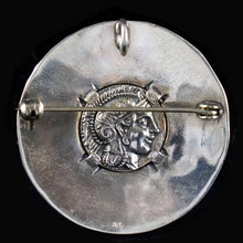 Load image into Gallery viewer, Owl of Wisdom & Goddess Athena Silver Brooch Pendant - Athens Tetradrachm