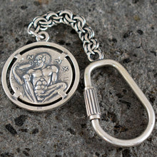 Load image into Gallery viewer, Dionysus Bacchus Satyr Silver Keychain - Phallus - Dionysos God of Wine
