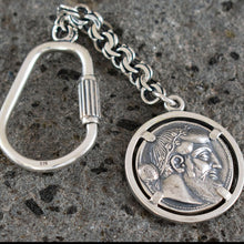 Load image into Gallery viewer, Dionysus Bacchus Satyr Silver Keychain - Phallus - Dionysos God of Wine