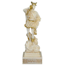 Load image into Gallery viewer, Hermes Small Alabaster aged Statue - The Messenger of Gods Mercury God of Luck
