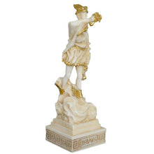 Load image into Gallery viewer, Hermes Small Alabaster aged Statue - The Messenger of Gods Mercury God of Luck
