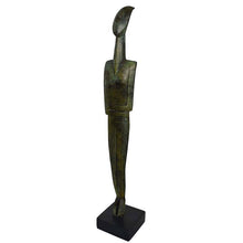 Load image into Gallery viewer, Cycladic Bronze idol statue on marble base - Ancient Abstract Art - Simplicity