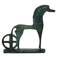 Load image into Gallery viewer, Bronze Horse with wheel figurine - Symbol of wealth and status