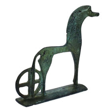 Load image into Gallery viewer, Bronze Horse with wheel figurine - Symbol of wealth and status