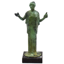 Load image into Gallery viewer, Kore with Pigeon - Ancient Greek Women Bronze statue sculpture - Maiden Korai