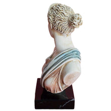 Load image into Gallery viewer, Artemis Goddess of Hunt bust statue on marble base - Diana Mistress of Animals