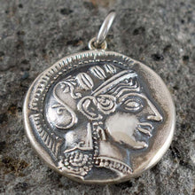 Load image into Gallery viewer, Athens Dekadrachm - Goddess Athena & Owl of Wisdom X-Large Silver Pendant