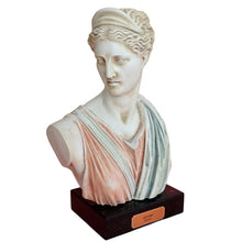 Load image into Gallery viewer, Artemis Goddess of Hunt head bust on marble base - Diana Mistress of Animals