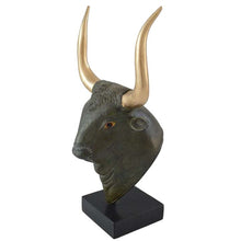 Load image into Gallery viewer, Minoan Bull Bronze Head statue - Minoan Art - Ancient Crete Knossos