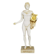 Load image into Gallery viewer, Apollo Alabaster aged sculpture - God of Arts Music Poetry Sun and Light Prophecy