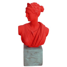 Load image into Gallery viewer, Artemis Goddess of Hunt Red bust statue - Diana Mistress of Animals