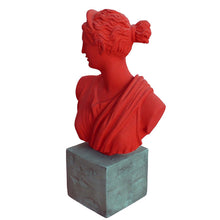 Load image into Gallery viewer, Artemis Goddess of Hunt Red bust statue - Diana Mistress of Animals