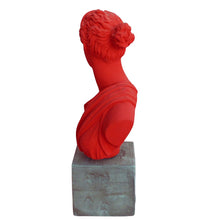 Load image into Gallery viewer, Artemis Goddess of Hunt Red bust statue - Diana Mistress of Animals