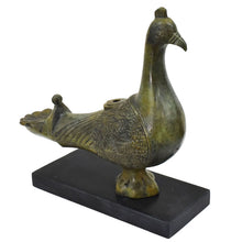 Load image into Gallery viewer, Bronze Oil Lamp with Pigeon on marble base - Ancient Greek Art