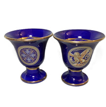 Load image into Gallery viewer, Griffin and Helmet Design Pythagorean 2 cups high quality set Pythagoras blue