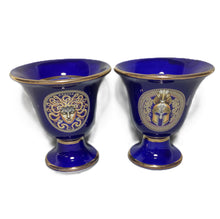 Load image into Gallery viewer, Medusa and Helmet Design Pythagorean 2 cups high quality set Pythagoras blue