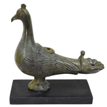 Load image into Gallery viewer, Bronze Oil Lamp with Pigeon on marble base - Ancient Greek Art