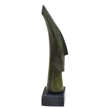 Load image into Gallery viewer, Cycladic Bronze Head on marble base - Ancient Abstract Art statue - Simplicity
