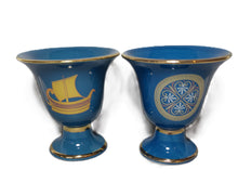 Load image into Gallery viewer, Pythagorean Cup set with Goddess Athena and ancient Greek ship Design 2 cups color petrol