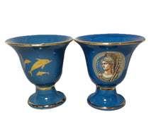 Load image into Gallery viewer, Pythagorean Cup set with Goddess Athena and ancient Greek ship Design 2 cups color petrol