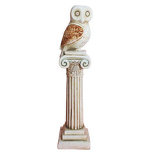 Load image into Gallery viewer, Owl of Athens on Ionic Column statue sculpture - Goddess Athena Symbol of Wisdom