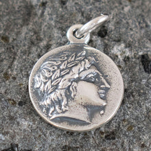 Load image into Gallery viewer, Chalkidian League God Apollo & Lyre Small Silver Pendant - Olympian God