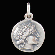 Load image into Gallery viewer, Chalkidian League God Apollo & Lyre Small Silver Pendant - Olympian God