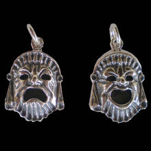 Load image into Gallery viewer, Comedy & Tragedy Ancient Greek Theater Silver Masks Pendants