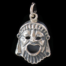 Load image into Gallery viewer, Ancient Greek Theater Silver Comedy Mask Silver Pendant