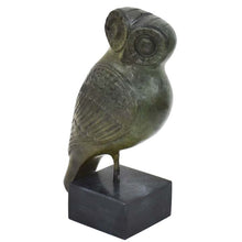 Load image into Gallery viewer, Owl of Wisdom Bronze statue figurine - Goddess Athena symbol - Athens