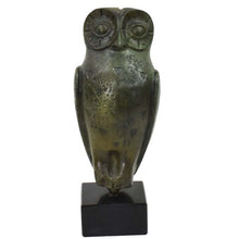 Load image into Gallery viewer, Owl of Wisdom Bronze statue on marble base - Goddess Athena symbol