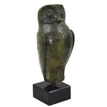Load image into Gallery viewer, Owl of Wisdom Bronze statue on marble base - Goddess Athena symbol