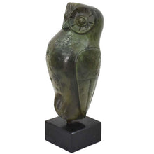 Load image into Gallery viewer, Owl of Wisdom Bronze statue on marble base - Goddess Athena symbol