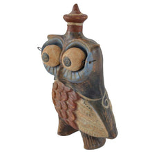 Load image into Gallery viewer, Owl of wisdom small clay statue with crazy eyes