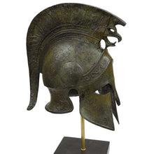 Load image into Gallery viewer, Corinthian Bronze Helmet with Griffin Design on marble base - Ancient Greece