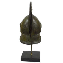 Load image into Gallery viewer, Corinthian Bronze Helmet with Griffin Design on marble base - Ancient Greece
