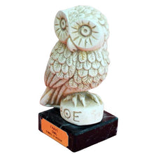 Load image into Gallery viewer, Owl of wisdom small statue on marble base - Goddess Athena - Protector of Athens