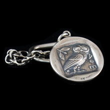 Load image into Gallery viewer, Athens Tetradrachm - Goddess Athena & Owl of Wisdom Silver Keychain